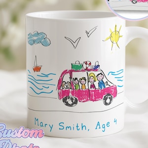 Custom Kid's Drawing Mug, Child Art Cups, Personalized Drawing Artwork Cup, Coffee Pottery Mugs