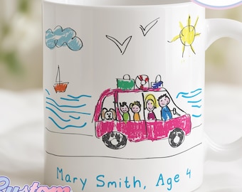 Custom Kid's Drawing Mug, Child Art Cups, Personalized Drawing Artwork Cup, Coffee Pottery Mugs