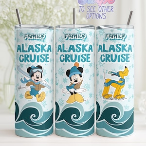 Disney Family Alaska Cruise Tumbler, Mickey & Friends Drinkware Gift, Family Vacation Stainless Steel Cup