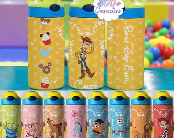 Bicchiere personalizzato per bambini a tema Toy Story, borraccia in acciaio Disney per bambini, tazza con cannuccia di Topolino, borraccia in acciaio inossidabile di Woody