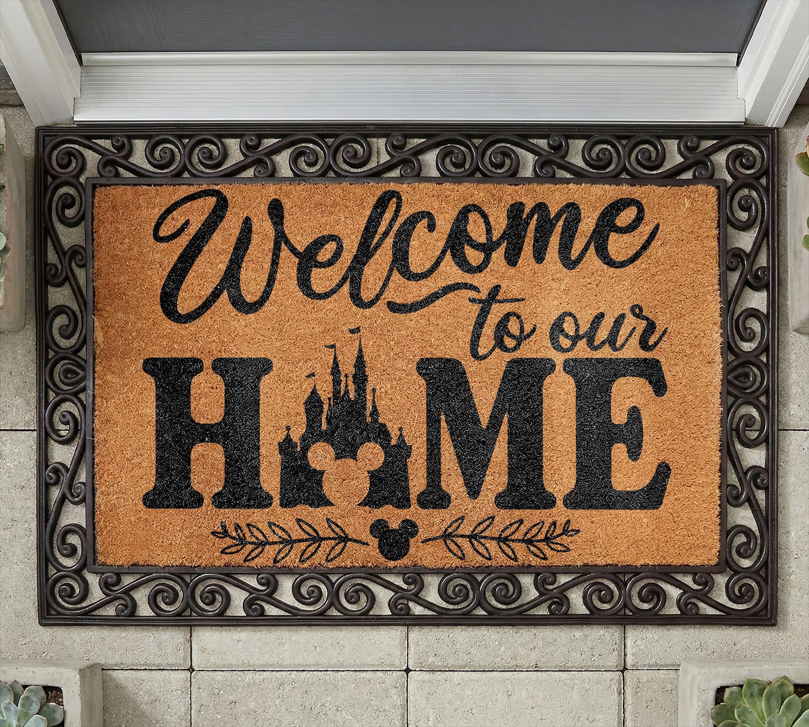 Disney Welcome to Our Doormat, Magic Castle Mat, Welcome To Home Coir Rug, Family New House Gift