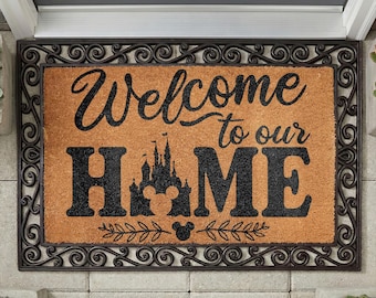 Disney Welcome to Our Doormat, Magic Castle Mat, Welcome To Home Coir Rug, Family New House Gift