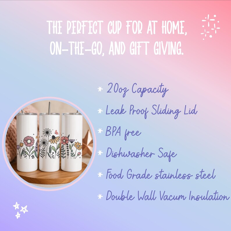 three white ceramic cups with colorful floral designs, placed on a wooden surface.