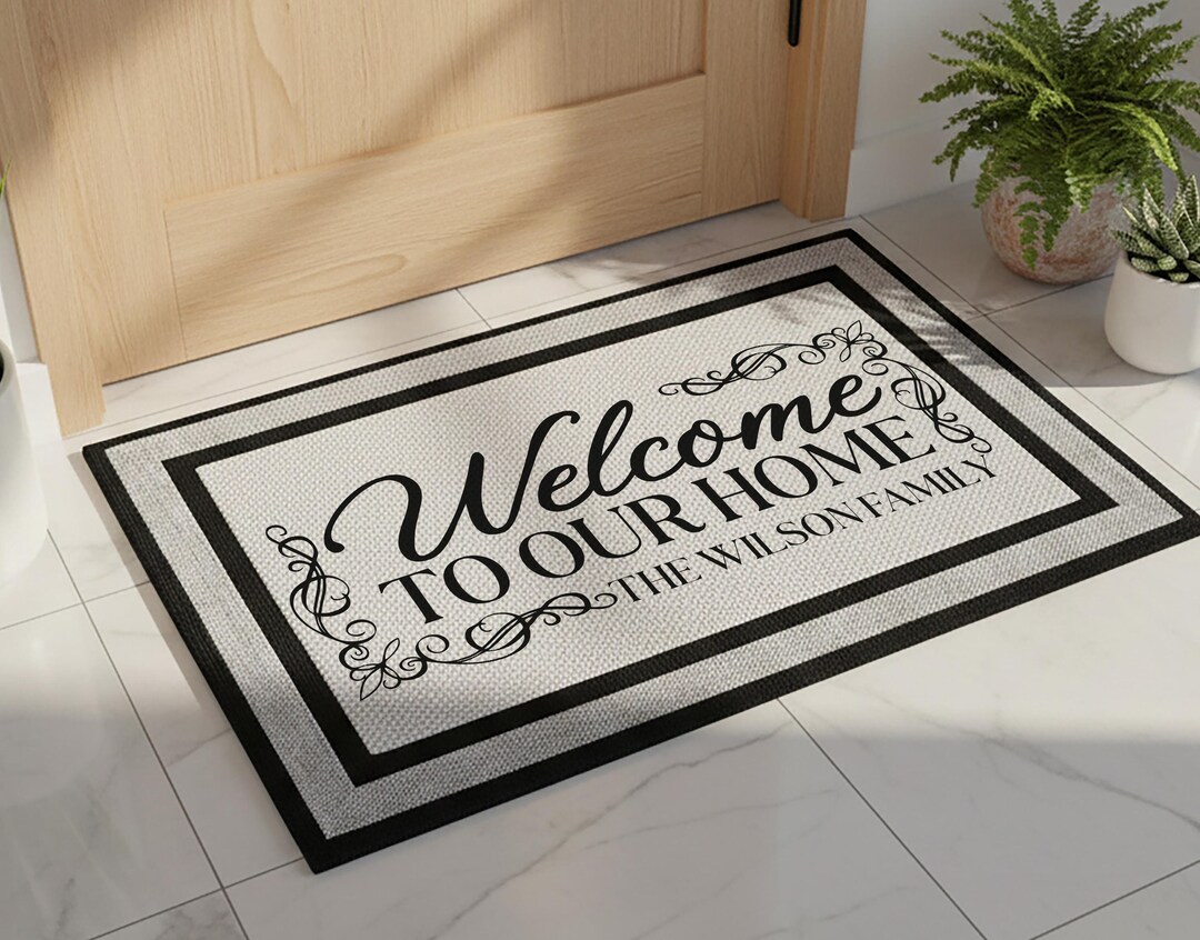 Welcome to Our Home Mat, Custom Family Name Doormat, New House ...
