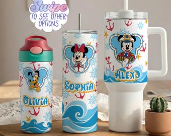 Custom Disney Cruise Tumbler, Mickey & Friends Family Cruise Cups, Disneyland Cruising Drinkware Gift