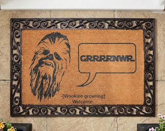 Disney Chewbacca Mat, Star Wars Rubber Frame Doormat, Humorous Coir Rug, Sarcastic Welcome House Gift