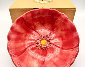 Cuenco Franciscano Rosa del Desierto Esculpido de 16 cm - Portugal - Juego de 4 - Nuevo en su Caja Original