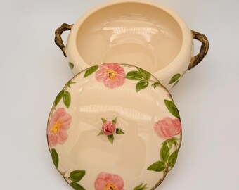 Cuenco redondo para verduras con tapa Franciscan Desert Rose - Vintage USA