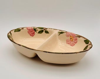 Cuenco ovalado para verduras con divisiones en forma de rosa del desierto franciscana – Vintage USA
