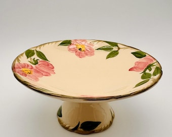 Compota de pedestal redonda de rosa del desierto franciscana – Vintage USA – Se vende por separado