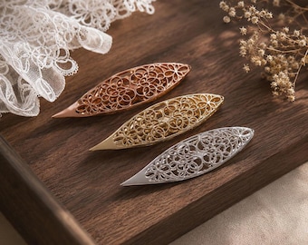 Vintage Style Metal Tatting Shuttle, Filigree Lace Making Tool, Rose Gold/Gold/Silver