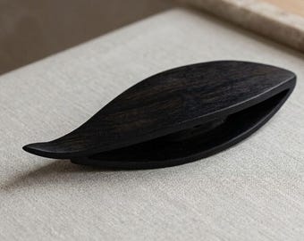 Hand Carved Ebony Wood Lace Shuttle, Tatting Weaving Tool, Artisan Craft Supply