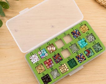 Portable beading tools, 21-compartment travel craft organizer, Miyuki beaded storage box