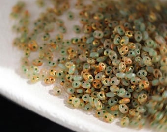 Oil Painting Style 2.5x5mm Double Hole Beads, French Embroidery Lace Weaving Supplies