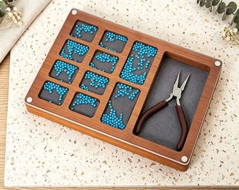 Custom wooden jewelry tools, bead storage boxes, Gift for DIY Makers