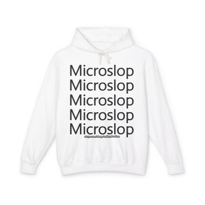 Microslop Repeating Sarcastic Tech Humor Sweater for Programmers - Funny Graphic Unisex Hooded Sweatshirt