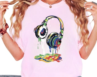 Retro Headphones Shirt, Music Lover Graphic Tee