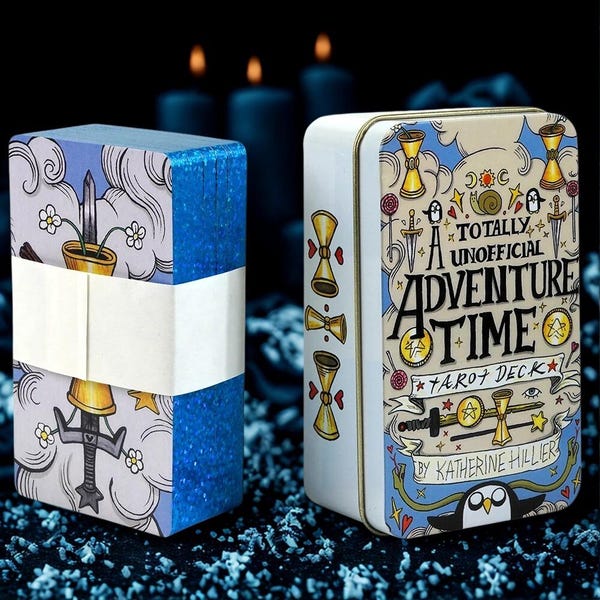 Adventure Time Gold Foil Tarot Cards – 78 Card Deck in Tin Box 10.3×6cm