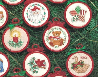 Christmas Ornaments Vintage 32 Cross Stitch Patterns Set - 32 Festive Designs for Holiday Ornaments - Mini Santa Cross Stitch - PDF Download