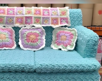 Crochet Patterns Bundle of 3 Cat Beds Small Dog Bed Crochet Patterns Cat Couch - Instructions for making 3 couches pillows with worsted yarn