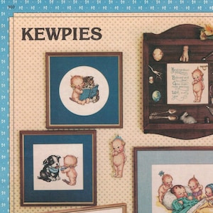 Vintage Cross Stitch Pattern Kewpies PDF 8 Patterns 16 pages COPY of Vintage book with Cherub Baby Angel projects  - Retro