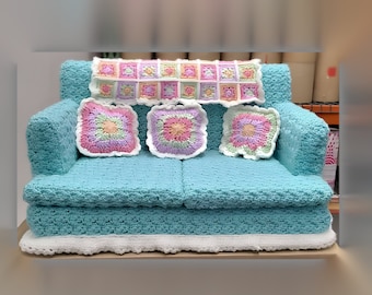 Cat Sofa - 3 Couches Crochet Patterns Doggy Bed Sofa Crochet Patterns Kitten Couches - Instructions for making 3 couches and pillows