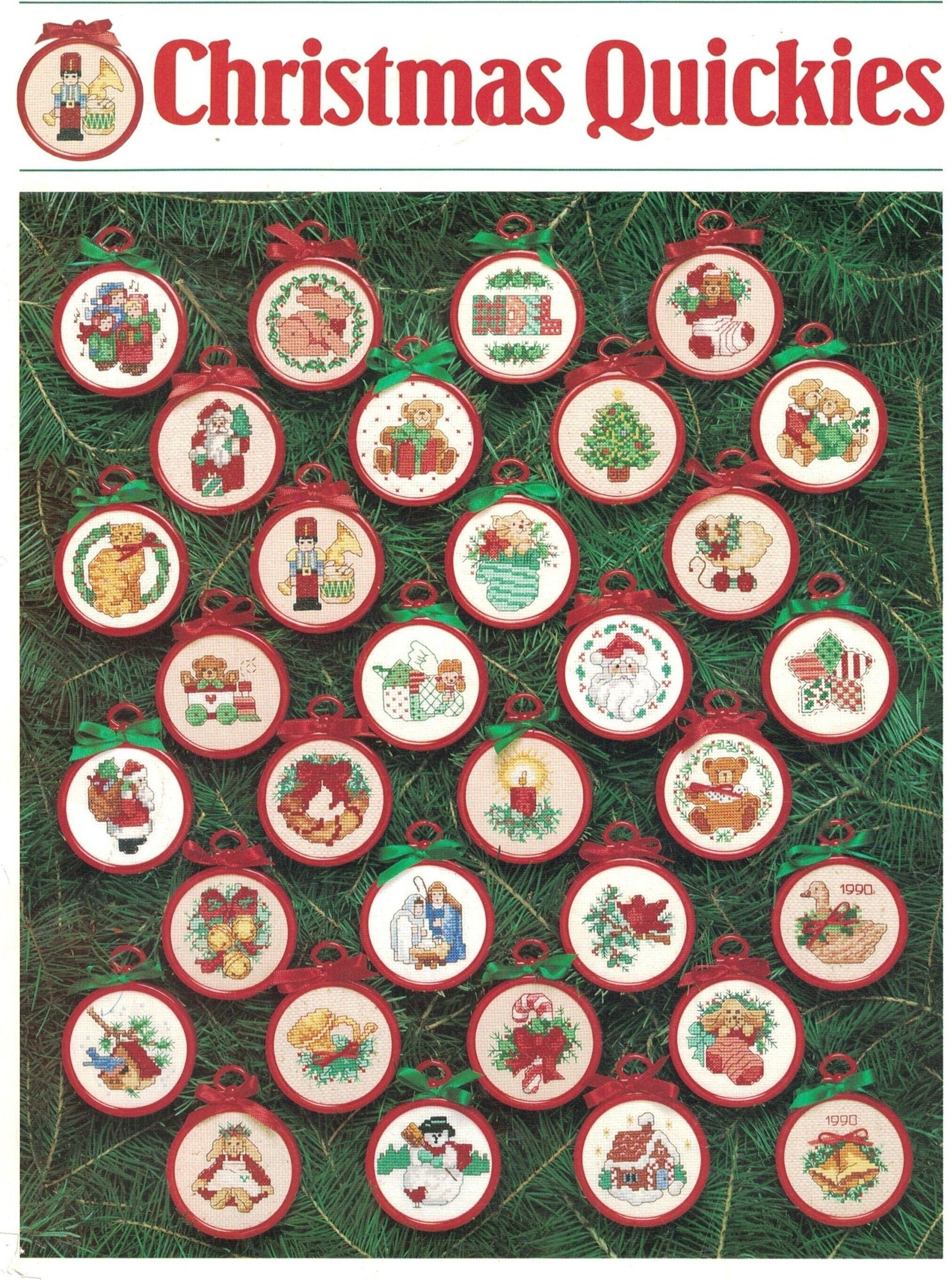 Vintage Christmas Cross Stitch Pattern 32 Designs Set for Holiday Festive Ornaments, Wooden Christmas Tree Decor - Beginner Level, PDF Copy