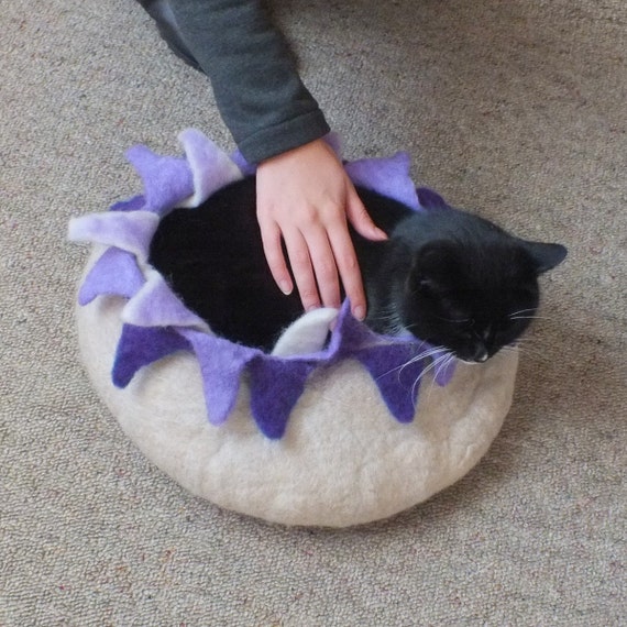 Items similar to Cat Cave Cat Bed Purple and White Radiant Orchid