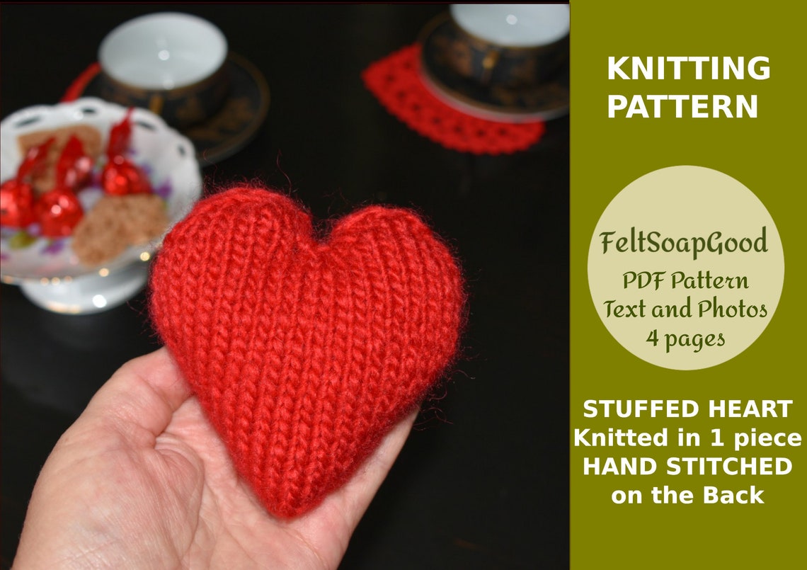 Pattern for Charity knitting Social knitting Heart for Etsy