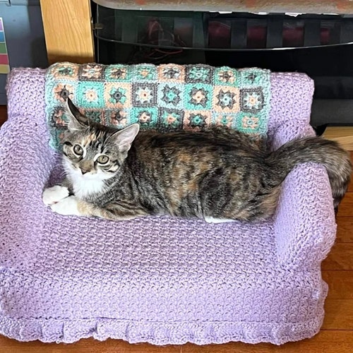 Cat Bed Couch 3 Crochet Patterns 3 Cat Beds Sofa Kitty Couch Etsy