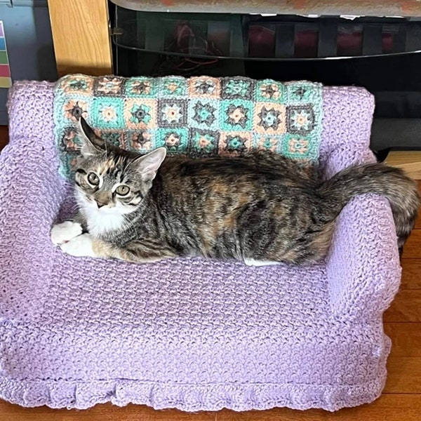 Cat Bed Couch 3 Crochet Patterns 3 Cat Beds Sofa Kitty Couch - Instructions for making 3 couches and pillows - Cat Lover Gift