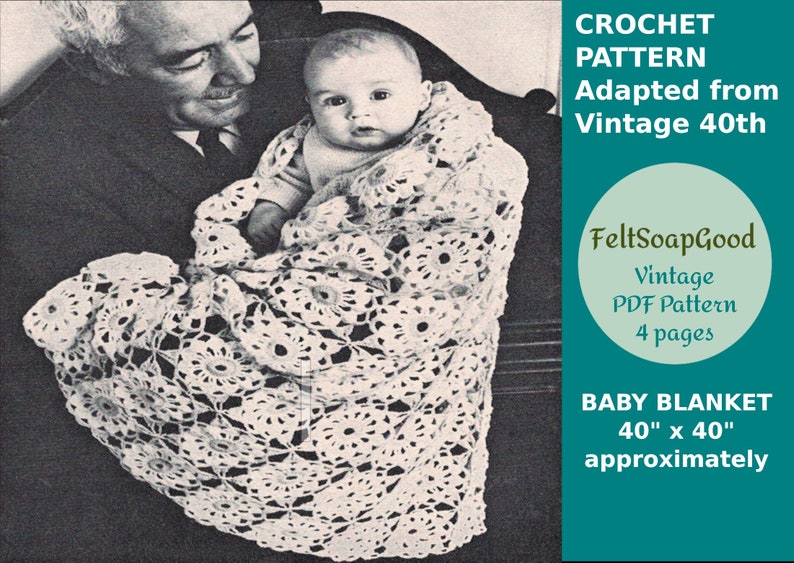Baby Blanket Baby Shawl Pattern Vintage Crochet Pattern for Baby Baby Blanket Baby Shawl Pattern Vintage Crochet Pattern for Baby