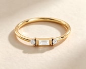 14K Solid Gold Baguette Diamond Ring — photo 1