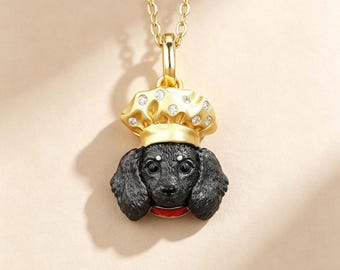 Custom Dog Necklace, Crown Puppy Pendant Necklace, Pet Lover Gift for Women, 925 Silver Gold Dog Jewelry, Personalized Gift