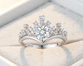 Sterling Silver Heart CZ Crown Ring — photo 1