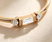14K Solid Gold Baguette Diamond Ring — photo 3