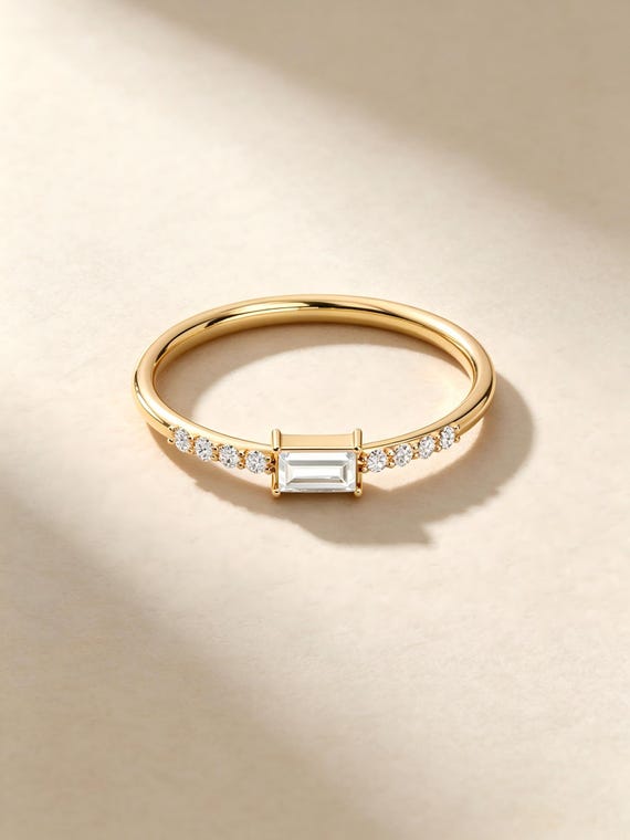 14K Solid Gold Dainty Ring