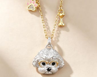 Custom Dog Necklace, Crown Puppy Pendant Necklace, Pet Lover Gift for Women, 925 Silver Gold Dog Jewelry, Personalized Gift