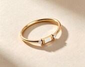 14K Solid Gold Baguette Diamond Ring — photo 2