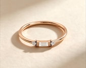 14K Solid Gold Baguette Diamond Ring — photo 5