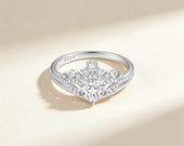 Sterling Silver Heart CZ Crown Ring — photo 2