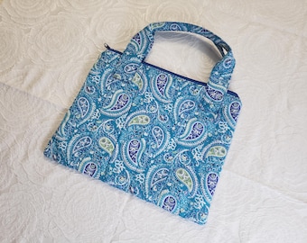Blue Paisley Laptop Bag /Sleeve with Handle