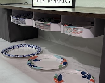 Under-Cabinet Paper Plate Dispenser (6, 8 or 10 Inch Plates) – Kitchen Organizer – Space Saving Plate Storage