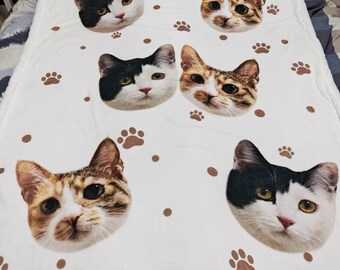 Benutzerdefinierte Haustier Foto Decke, personalisierte Katzendecke, Flanell-Vlies-Überwurf, benutzerdefinierte Hundeporträt-Decke, Haustier-Erinnerungsgeschenk, gemütliches Haustier-Liebhaber-Geschenk
