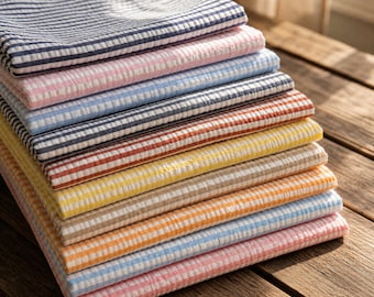 Seersucker Gestreift Gestreift Stoff Meterware, Pastell Gestreift Stoff zum Nähen, Leichte Sommer Bekleidung Stoff, DIY Handwerk Textil