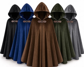 Fantasy Hooded Cloak, Medieval Cape, Wizard Costume, Renaissance Fair Outfit, Witch Cloak, LARP Cosplay Halloween Cape
