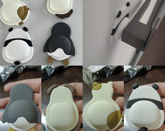 Silikon-Tiertürstoßstange, Panda-Pinguin-Katzenhundewandschutz, Antikollisions-Pad-Griffstopper