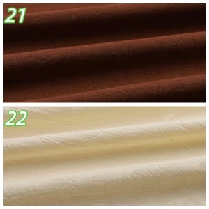 K&ouml;nnte beinhalten: Nahaufnahme von zwei Stoffmustern. Das obere Muster ist dunkelbraun, mit sichtbarer Textur und Falten. Das untere Muster ist hellcremefarben, ebenfalls mit texturierter Optik und Falten. Die Zahlen 21 und 22 befinden sich in der oberen linken Ecke jedes Musters.