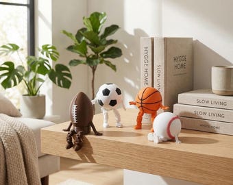 Bewegliche Sportballfiguren, PLA-Kunststoff-Schreibtischspielzeug (Fußball, Basketball, Baseball)