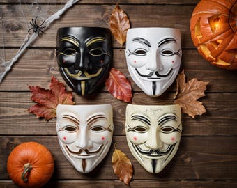 Anonyme Guy Fawkes Maske, V Vendetta inspirierte Maske, Halloween-Kostümzubehör, Maskerade Party Cosplay Gesichtsmaske